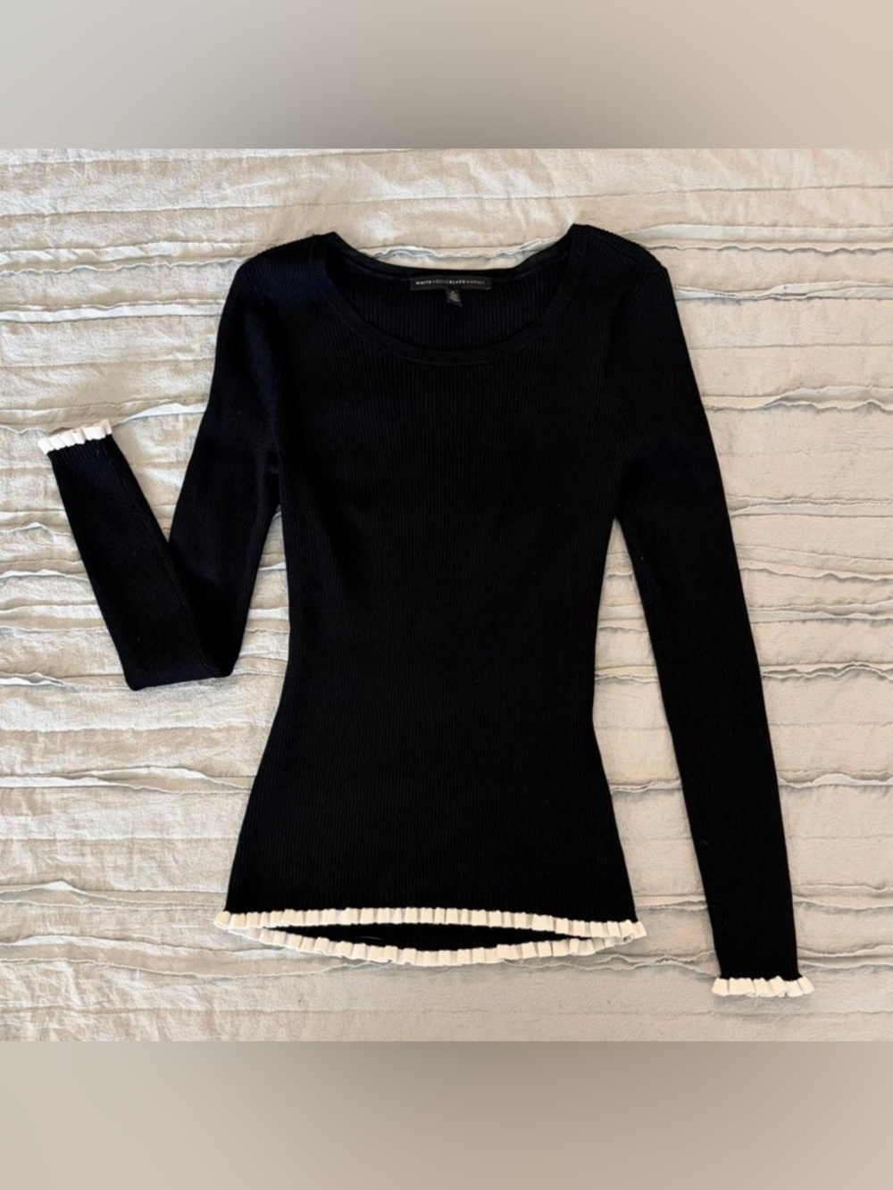White House Black Market Black Ribbed Sweater